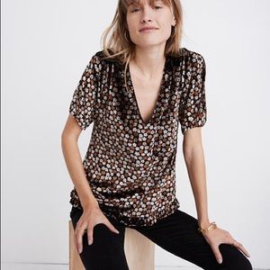 MADEWELL VELVET RUFFLE TOP